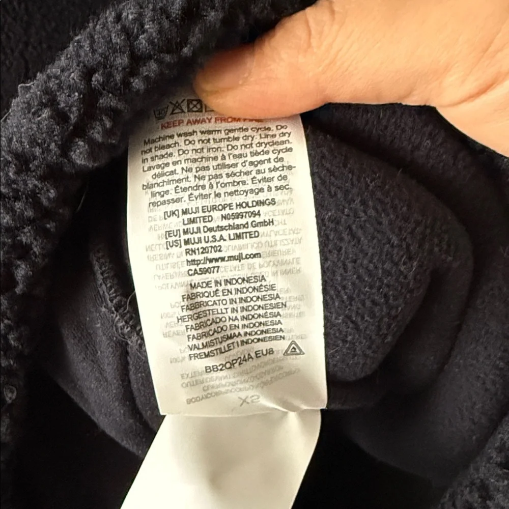 MUJI Recycled Boa Fleece Coat in Black. XS Oversized